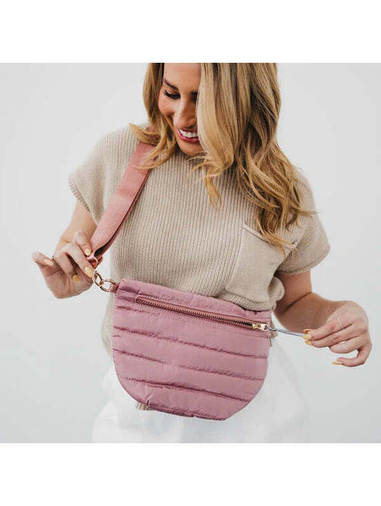 Pretty Simple Handbags - Pretty Simple Jolie Puffer Belt Bag Blush Pink Crossbody Sling Bag NWT